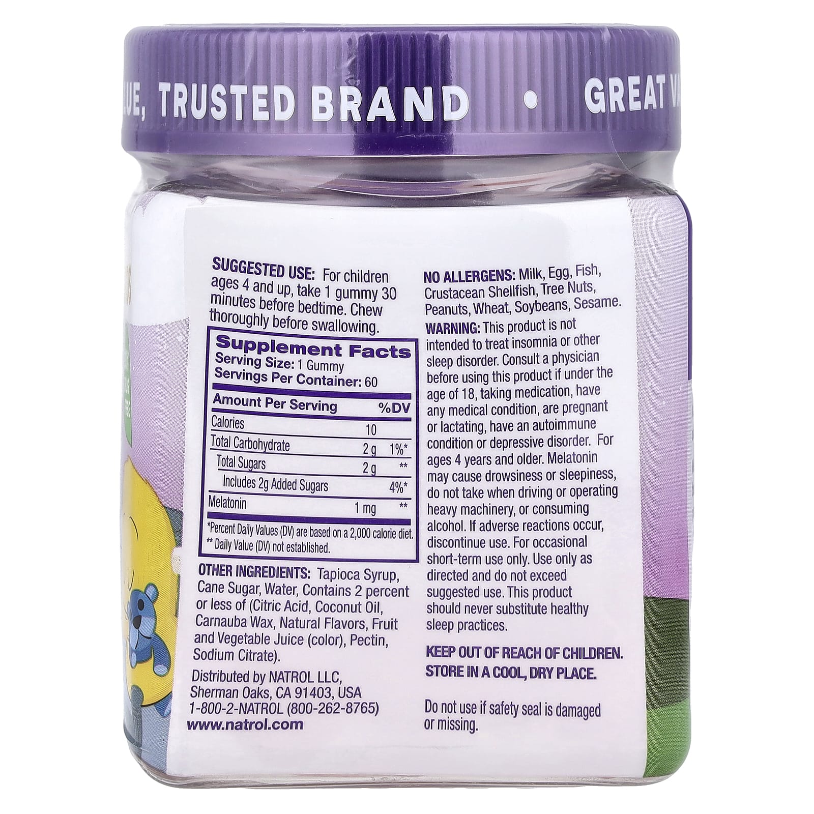 Natrol, Kids, Melatonin Gummies, Ages 4+, Raspberry, 1 mg, 60 Gummies - Image 2