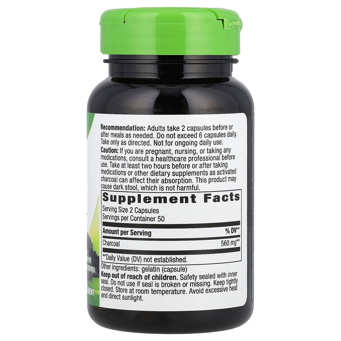Nature's Way, Activated Charcoal, 100 Capsules (280 mg per Capsule) - Image 2