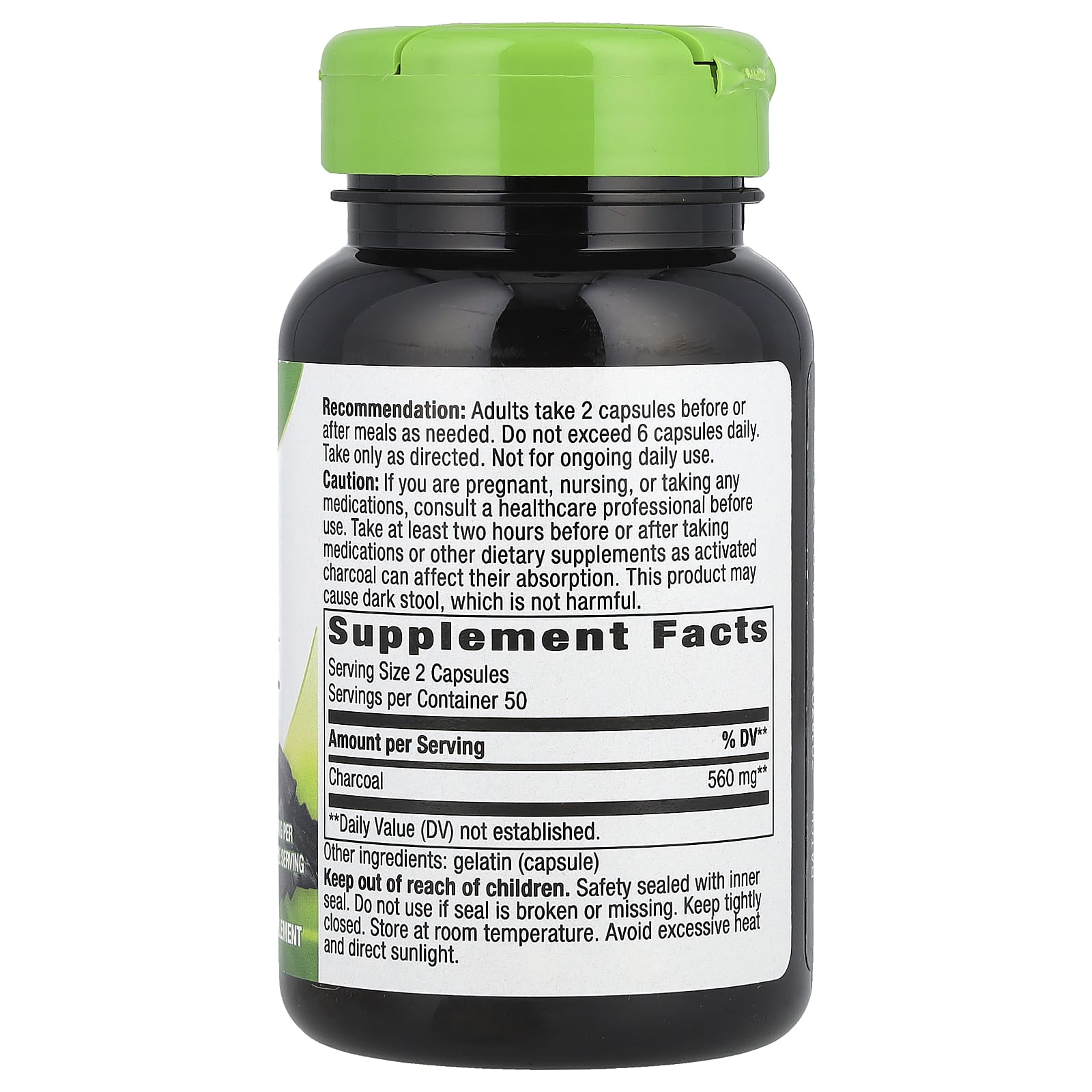 Nature's Way, Activated Charcoal, 100 Capsules (280 mg per Capsule) - Image 2