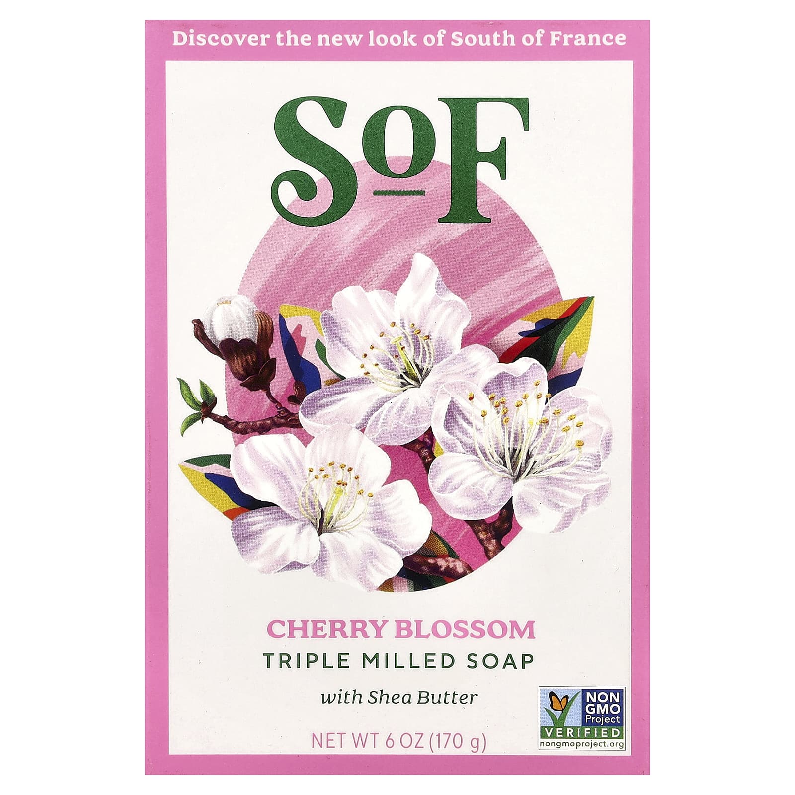 SoF, Triple Milled Bar Soap with Shea Butter, Cherry Blossom, 6 oz (170 g) - Image 1