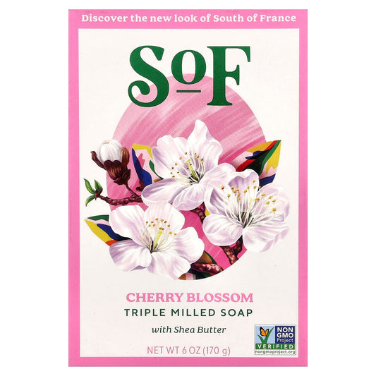 SoF, Triple Milled Bar Soap with Shea Butter, Cherry Blossom, 6 oz (170 g) - Image 1