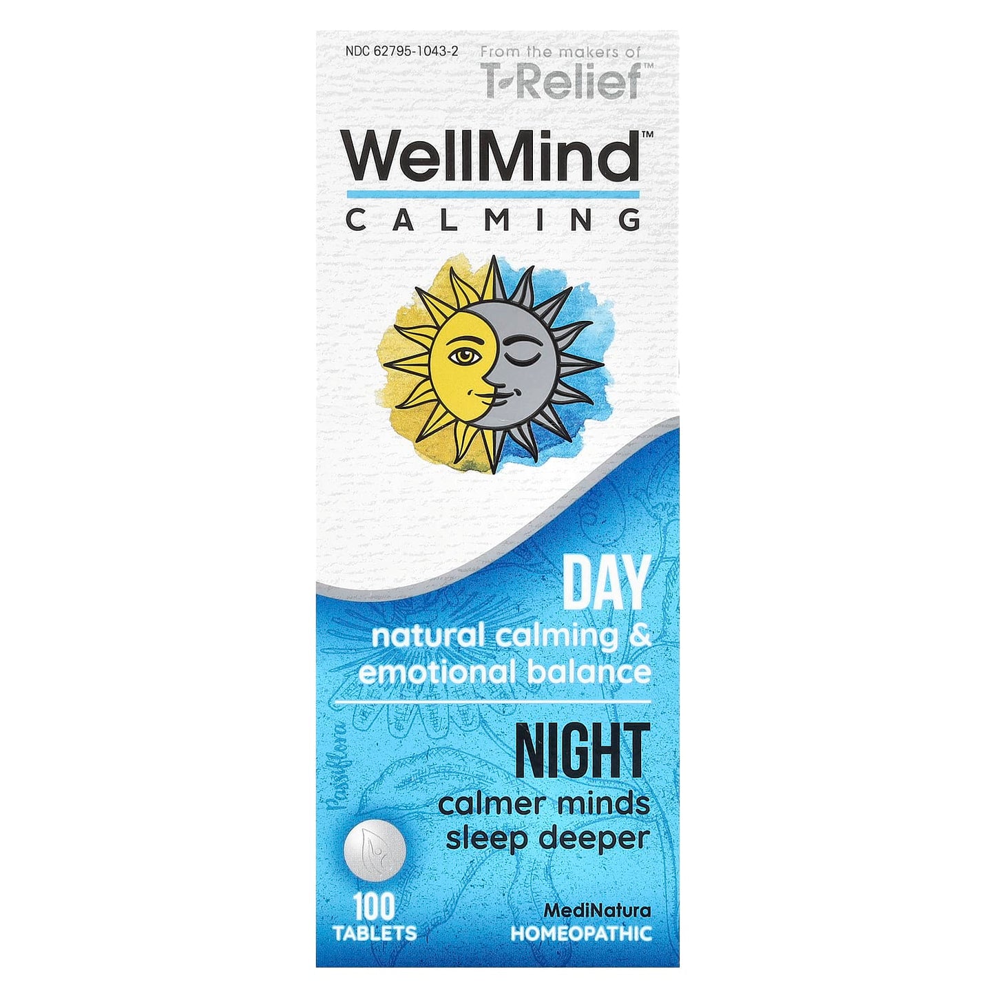 MediNatura, WellMind™ Calming Day/Night, 100 Tablets - Image 1