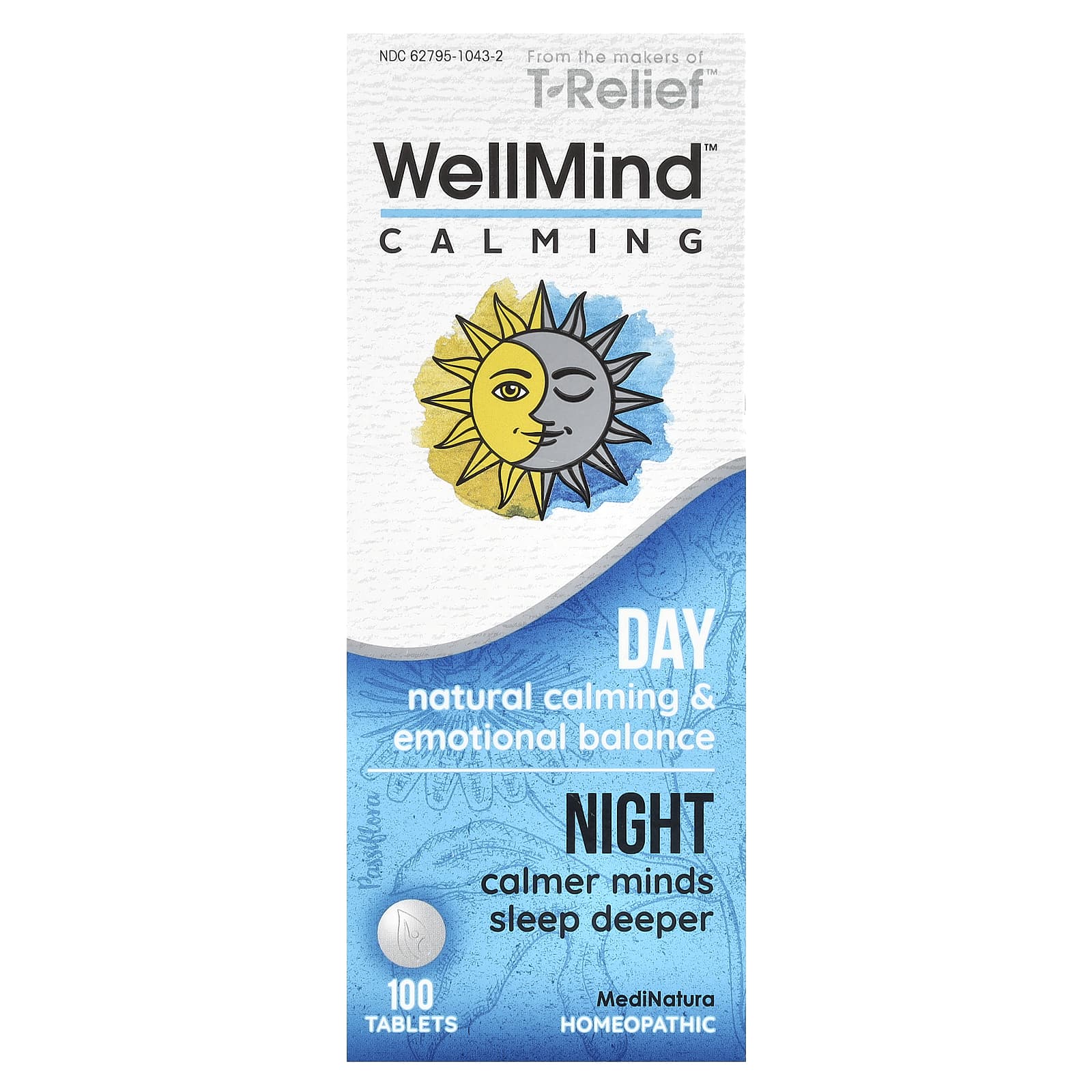 MediNatura, WellMind™ Calming Day/Night, 100 Tablets - Image 1