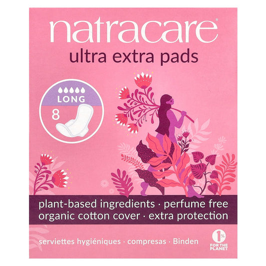 Natracare, Ultra Extra Pads, Long, 8 Pads - Image 1