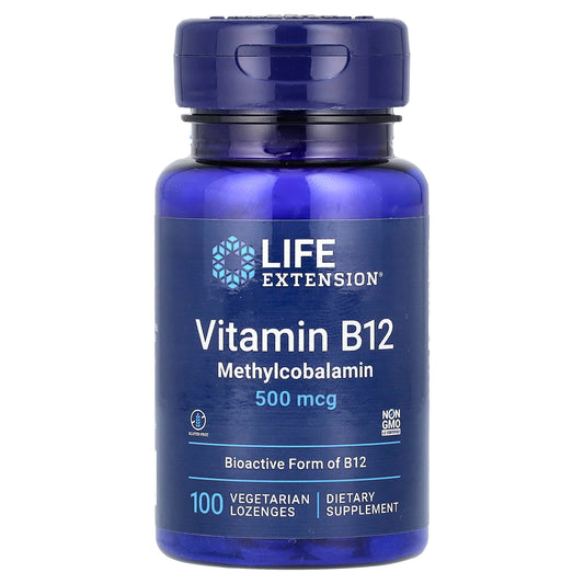 Life Extension, Vitamin B12, Methylcobalamin, 500 mcg, 100 Vegetarian Lozenges - Image 1