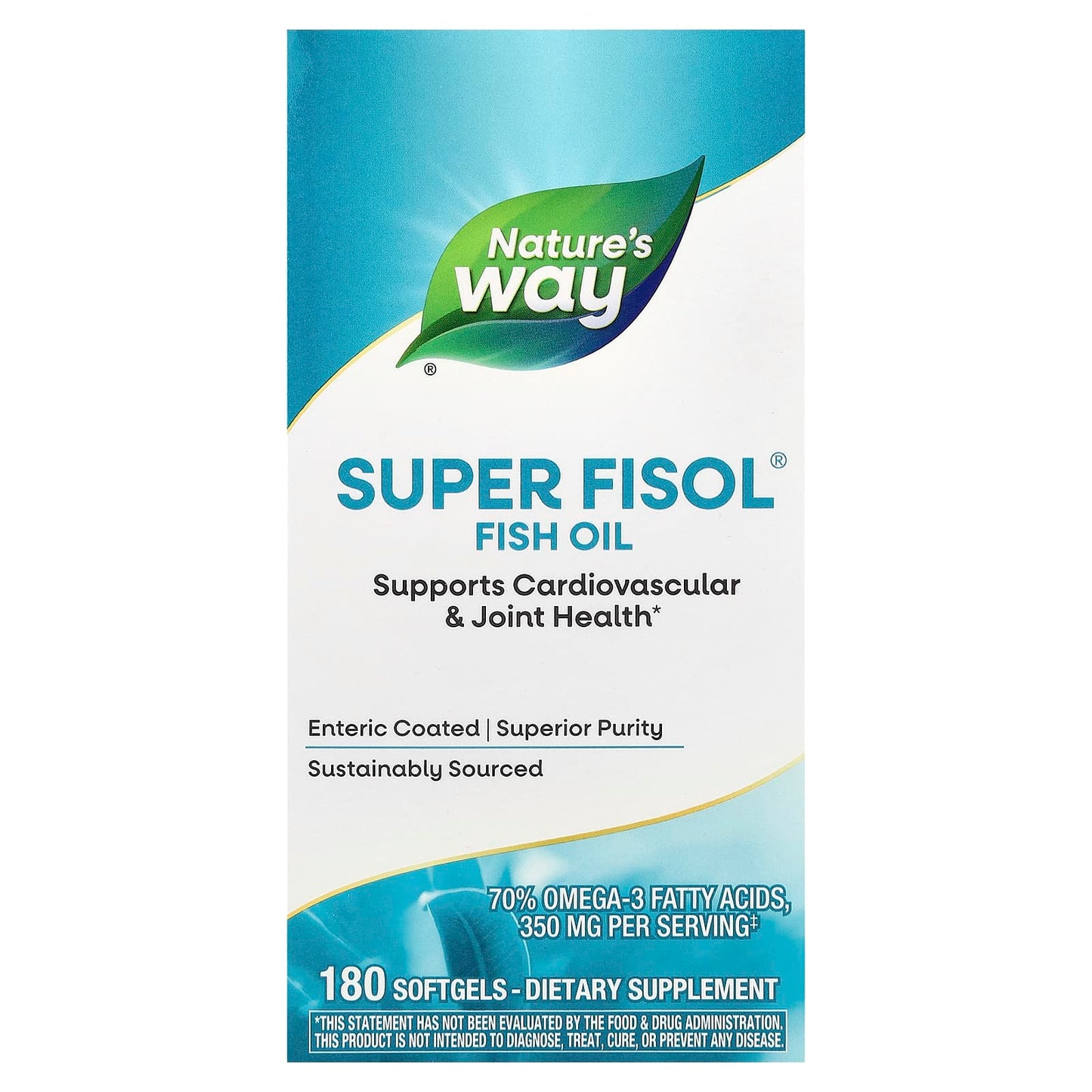 Nature's Way, Super Fisol® Fish Oil, 350 mg, 180 Softgels - Image 1