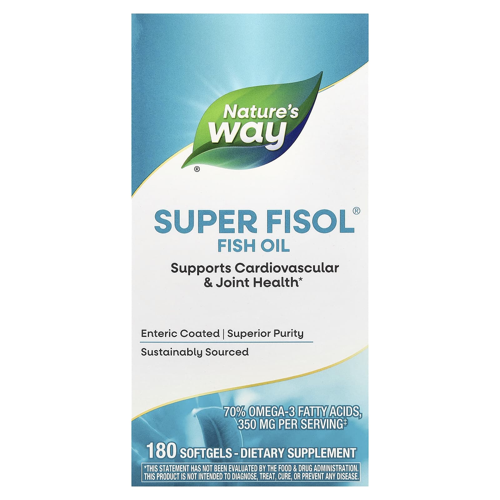 Nature's Way, Super Fisol® Fish Oil, 350 mg, 180 Softgels - Image 1