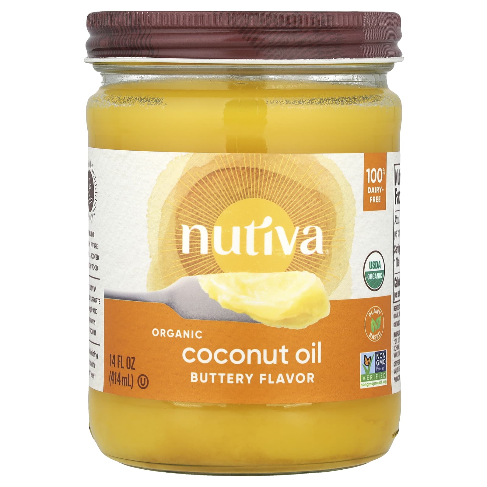 Nutiva, Organic Coconut Oil, Buttery, 14 fl oz (414 ml) - Image 1