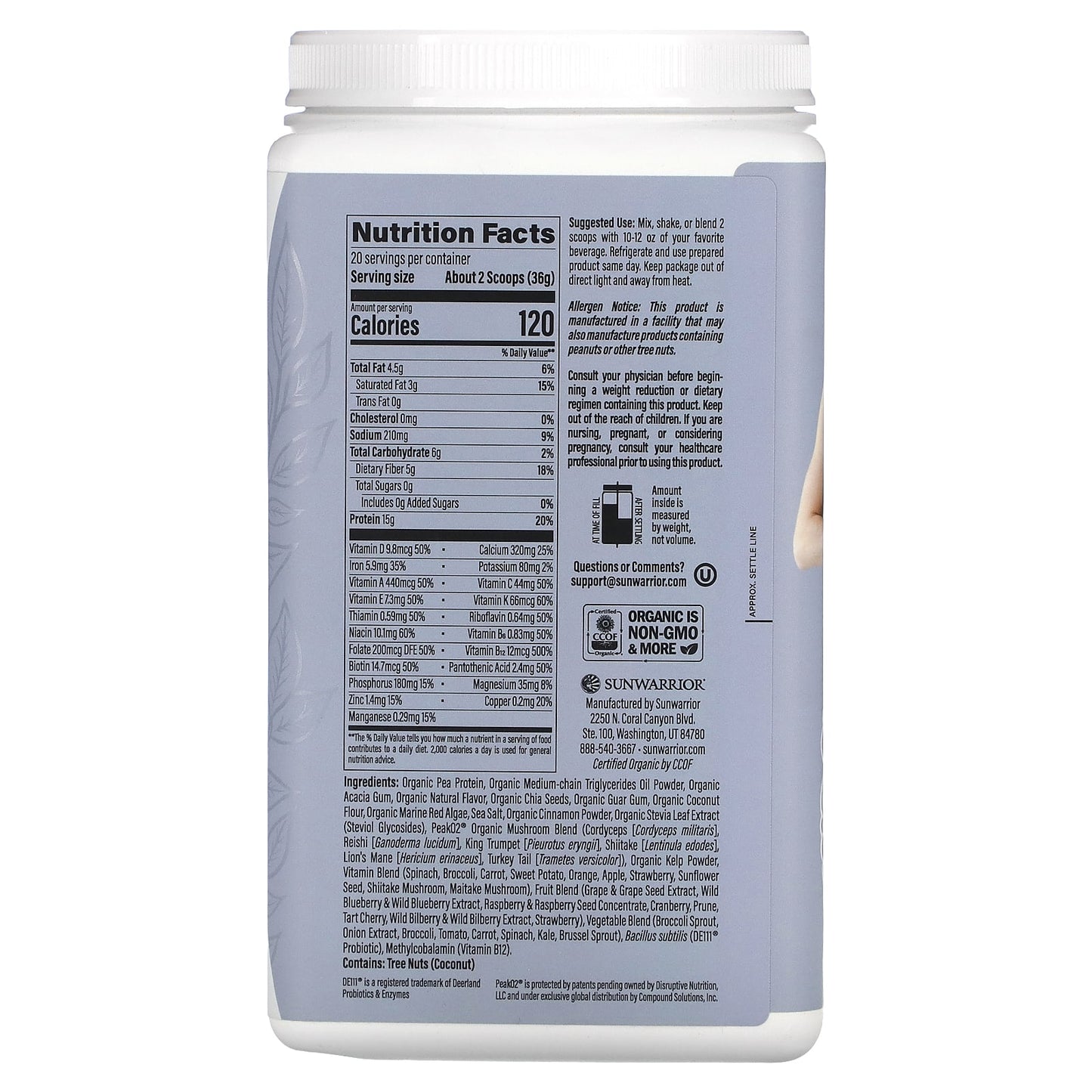 Sunwarrior, Shape, Lean™ Superfood Shake, Snickerdoodle, 1.59 lb (720 g) - Image 2