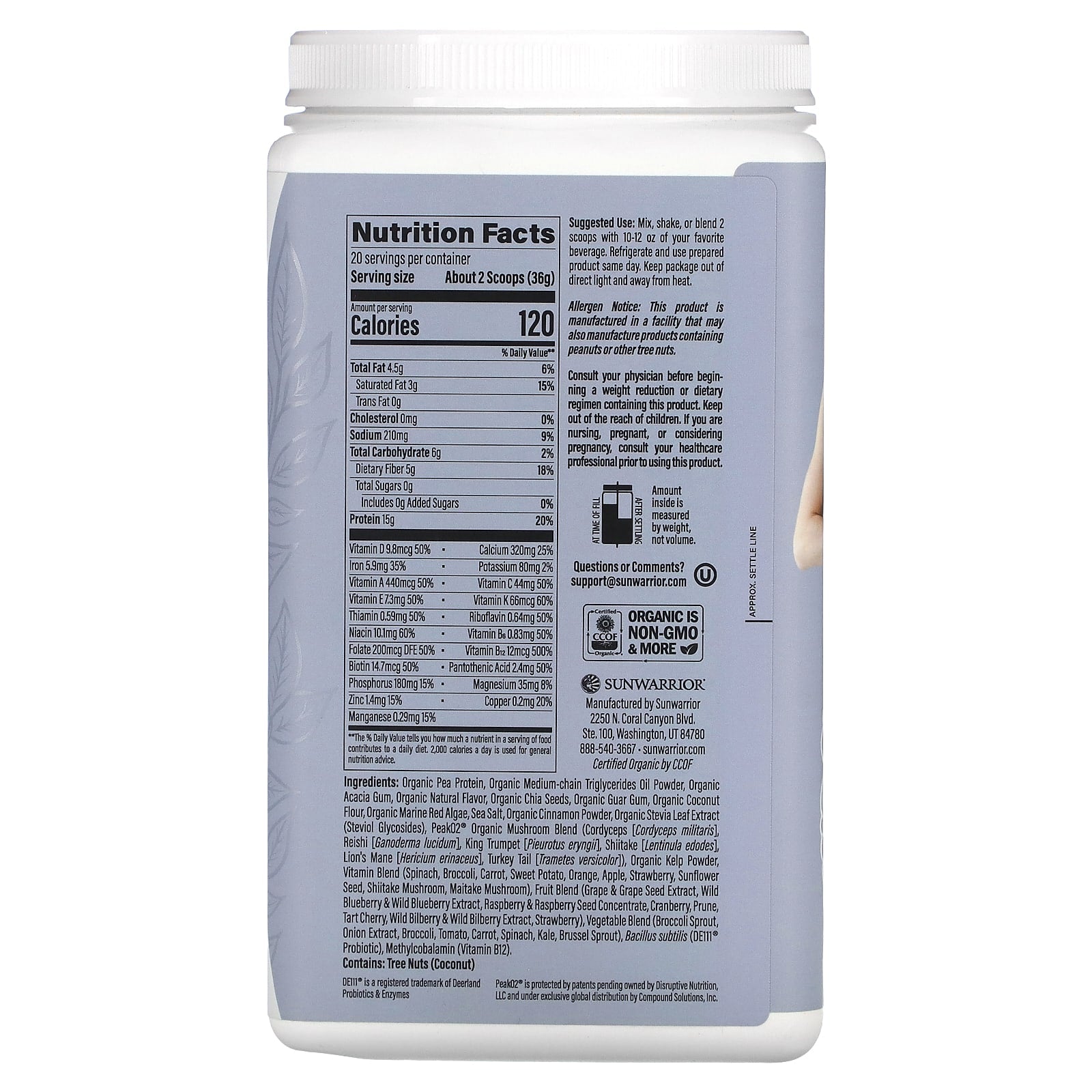 Sunwarrior, Shape, Lean™ Superfood Shake, Snickerdoodle, 1.59 lb (720 g) - Image 2