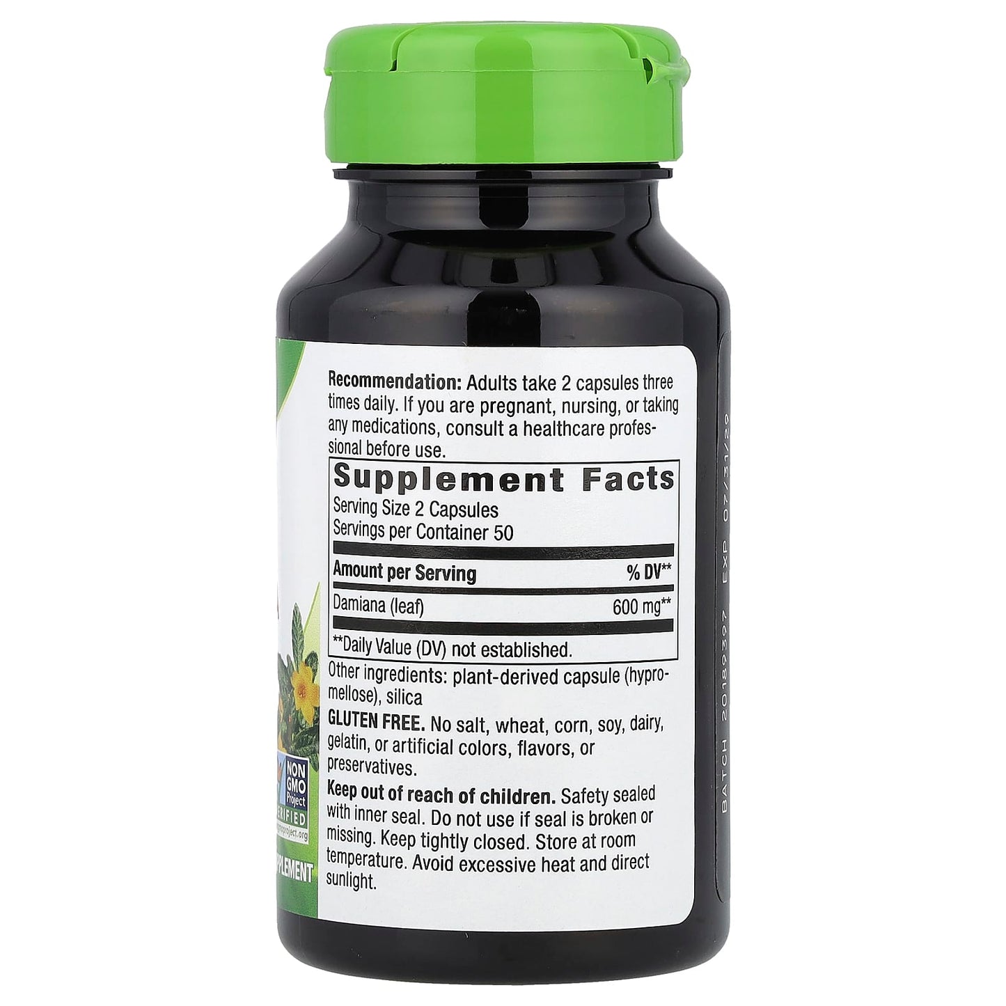 Nature's Way, Damiana Leaves, 600 mg, 100 Vegan Capsules (300 mg per Capsule)