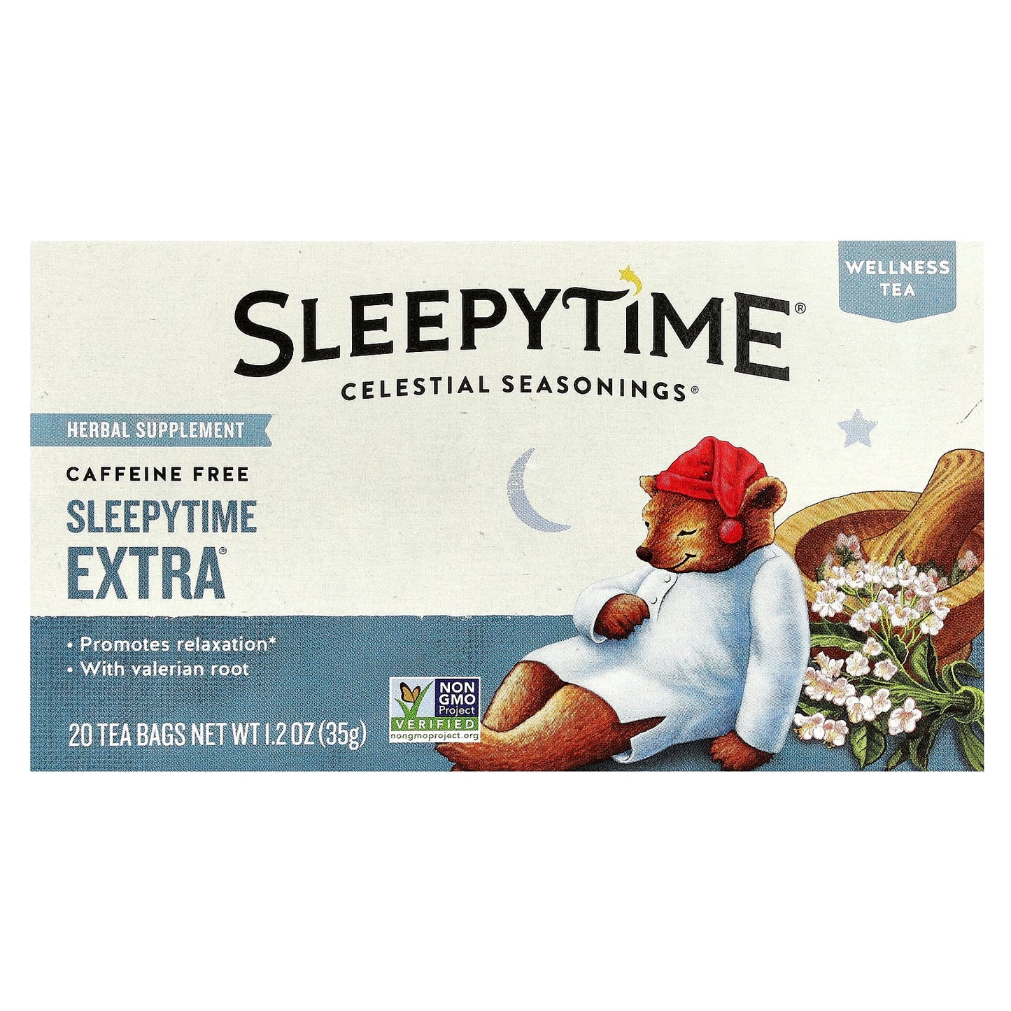 Celestial Seasonings Sleepytime Extra Tea, Caffeine Free, 20 Tea Bags - Image 1