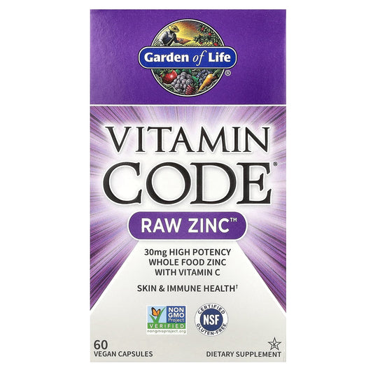 Vitamin Code RAW Zinc 30mg with 60 Vegan Capsules, Non-GMO - Image 1