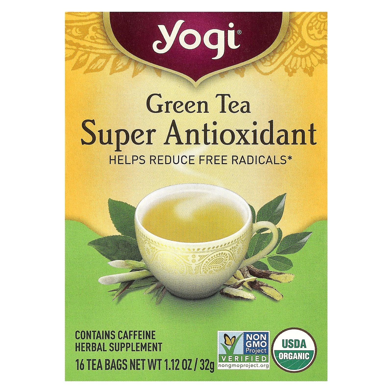 Yogi Tea, Green Tea Super Antioxidant, 16 Tea Bags, 1.12 oz (32 g) - Image 1