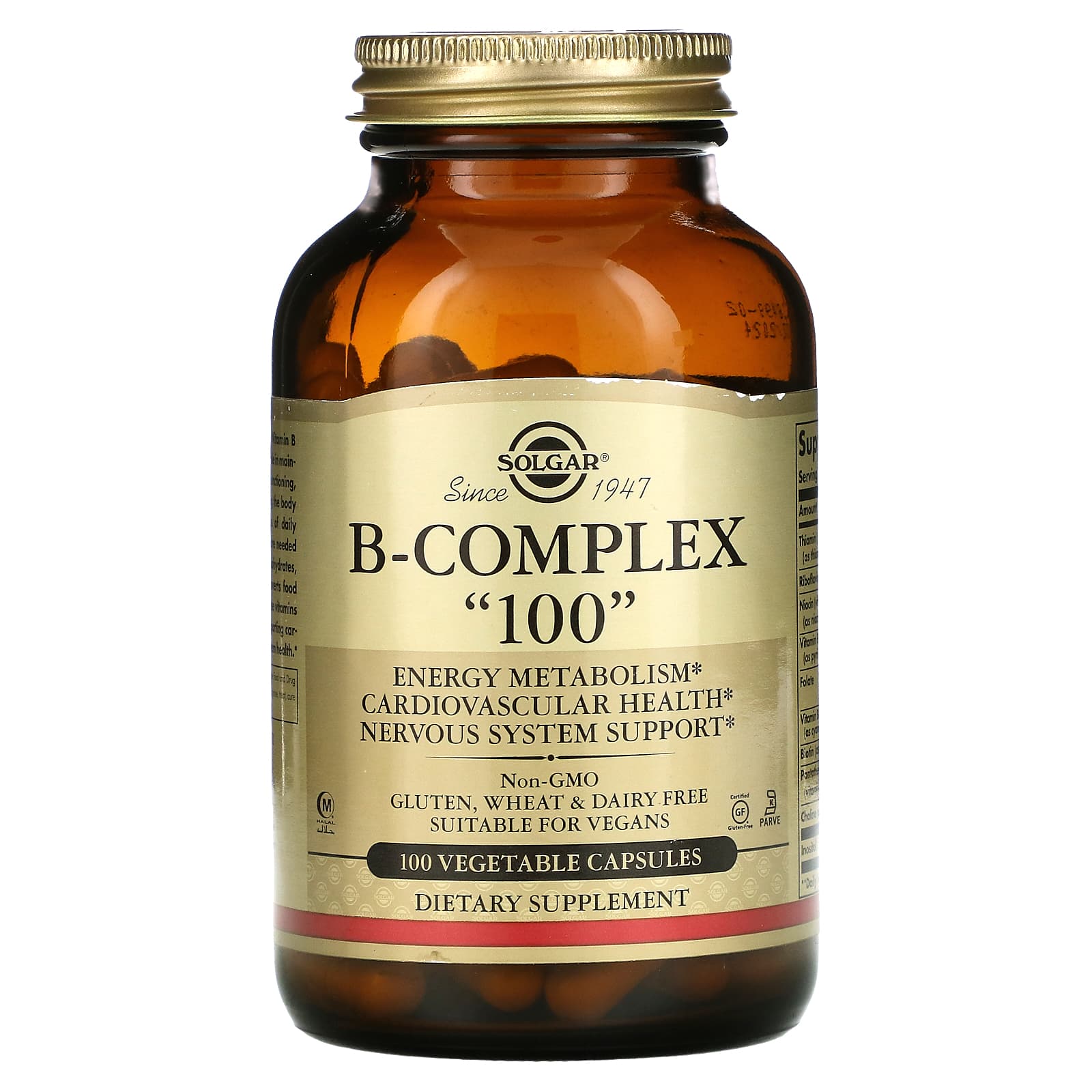Solgar, B-Complex "100", 100 Vegetable Capsules - Image 1