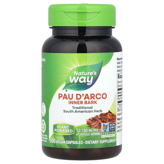 Nature's Way, Pau D'Arco Inner Bark, 2,180 mg, 100 Vegan Capsules (545 mg per Capsule) - Image 1