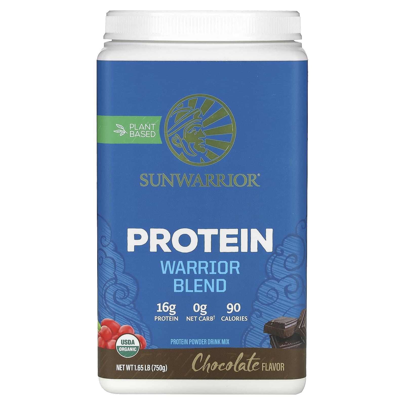 Sunwarrior, Warrior Blend, Protein, Chocolate, 1.65 lb (750 g) - Image 1