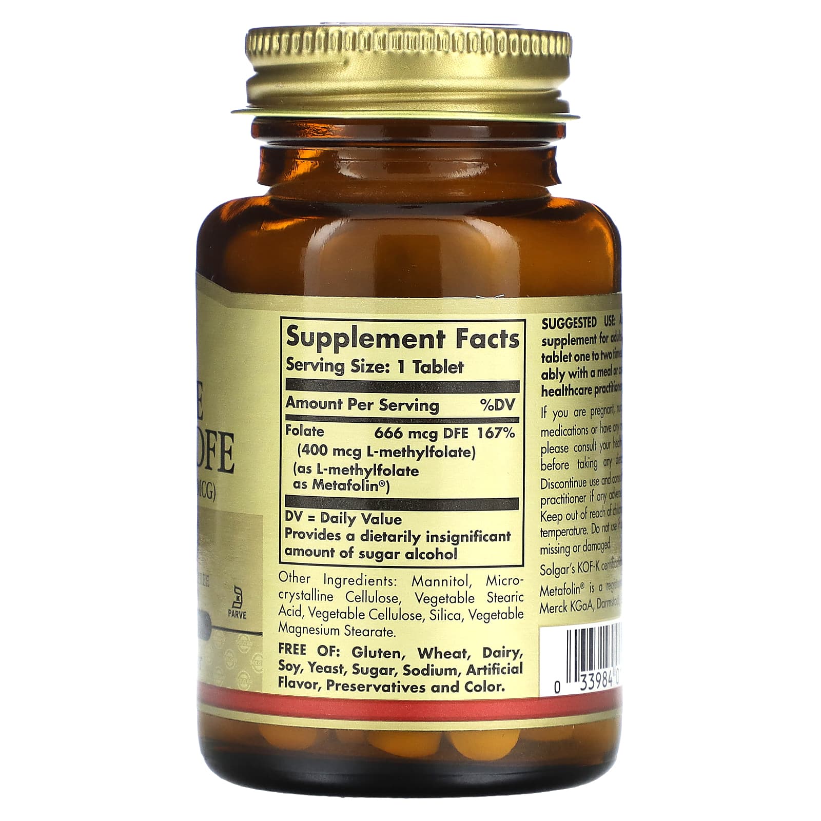 Solgar, Folate, 666 mcg DFE, 100 Tablets