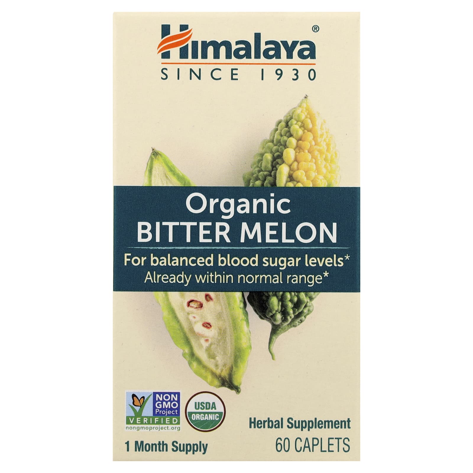 Himalaya Organic Bitter Melon Supplement for Balanced Blood Sugar - 60 Caplets - Image 1