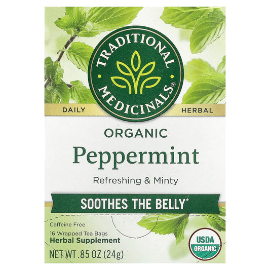 Traditional Medicinals, Organic Peppermint, Caffeine Free, 16 Wrapped Tea Bags, 0.85 oz (24 g) - Image 1
