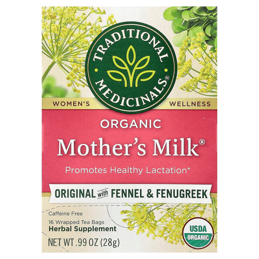Traditional Medicinals, Organic Mother's Milk®, Original with Fennel & Fenugreek, Caffeine Free, 16 Wrapped Tea Bags, 0.99 oz (28 g) - Image 1