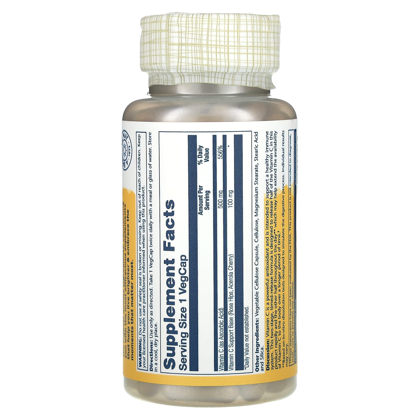 Solaray, Timed Release Vitamin C, 100 VegCaps - Image 2