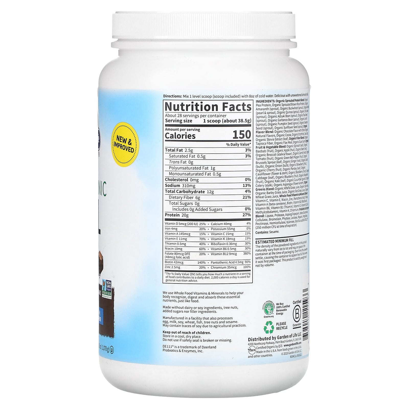 Garden of Life, RAW Organic Meal, Meal Replacement Shake, Chocolate, 38.03 oz (1,078 g)