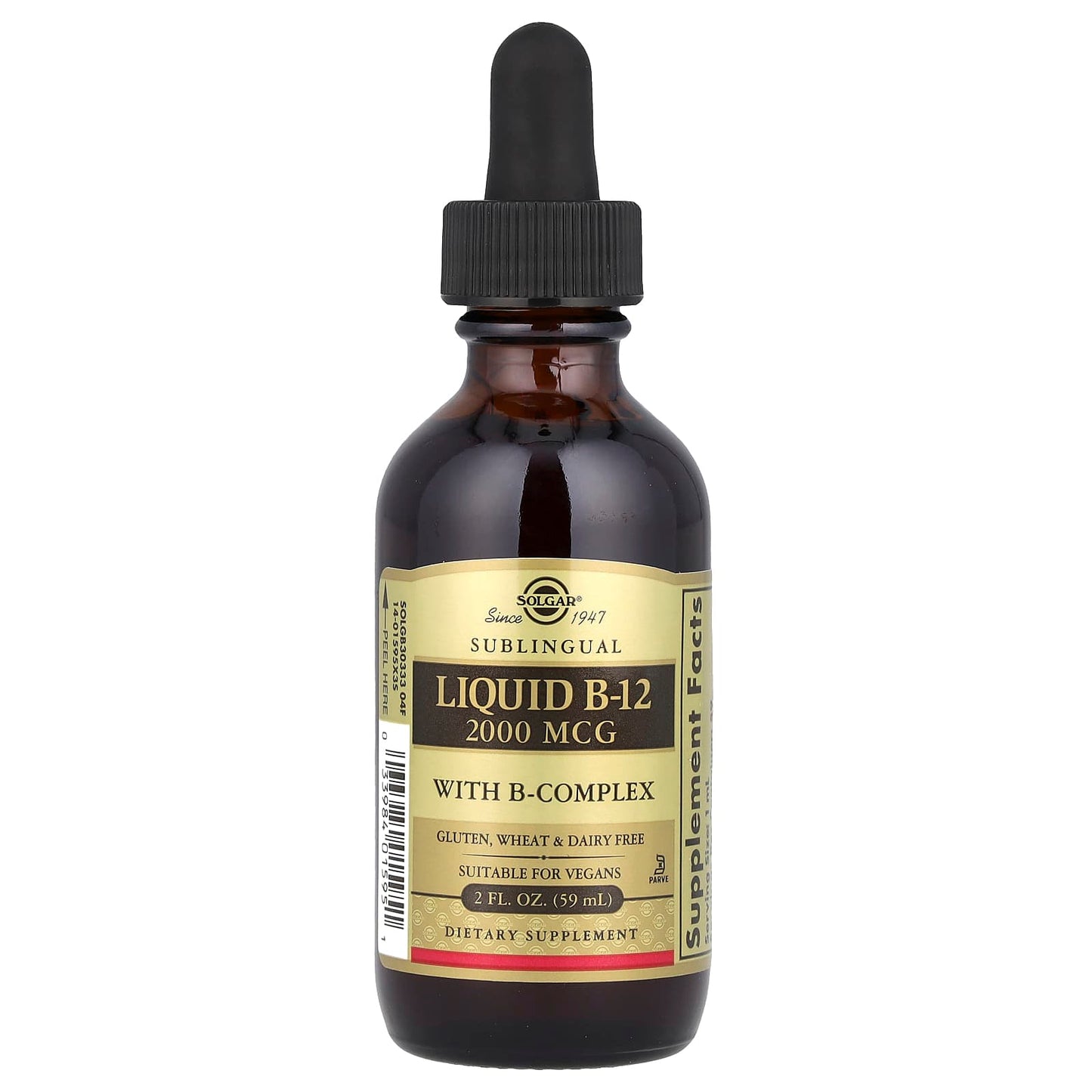 Solgar, Liquid B-12, Sublingual, 2,000 mcg, 2 fl oz (59 ml) - Image 1