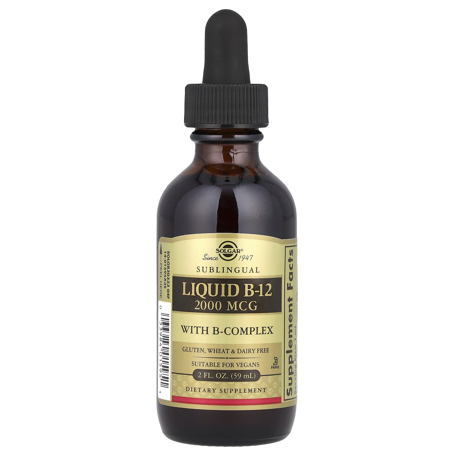 Solgar, Liquid B-12, Sublingual, 2,000 mcg, 2 fl oz (59 ml) - Image 1