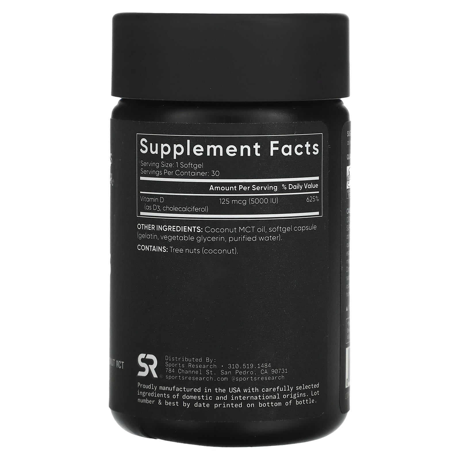 Sports Research, Vitamin D3, Extra Strength, 125 mcg (5,000 IU), 30 Softgels - Image 2