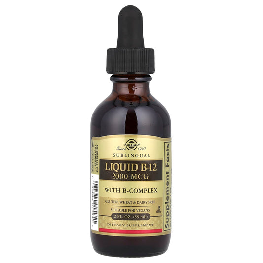 Solgar, Liquid B-12, Sublingual, 2,000 mcg, 2 fl oz (59 ml) - Image 1