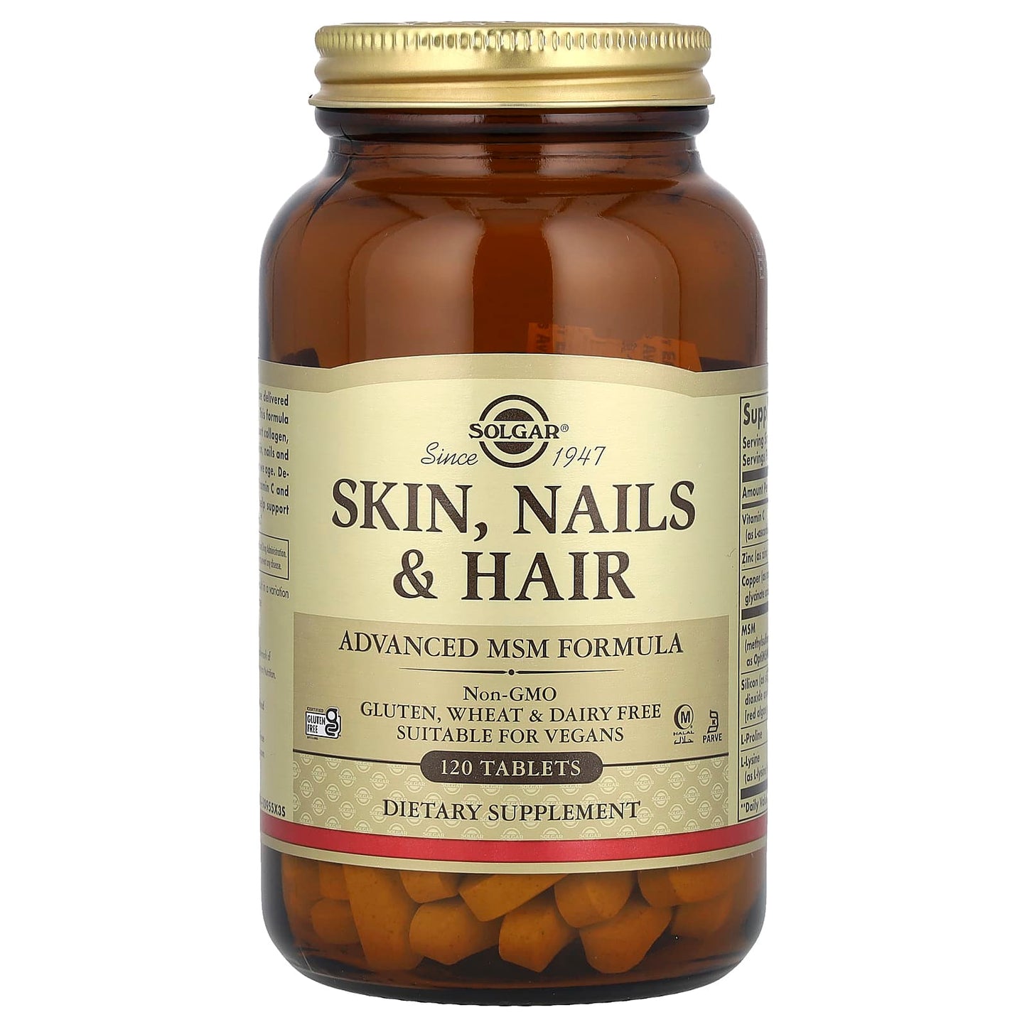 Solgar, Skin, Nails & Hair, Advanced MSM Formula, 120 Tablets - Image 1