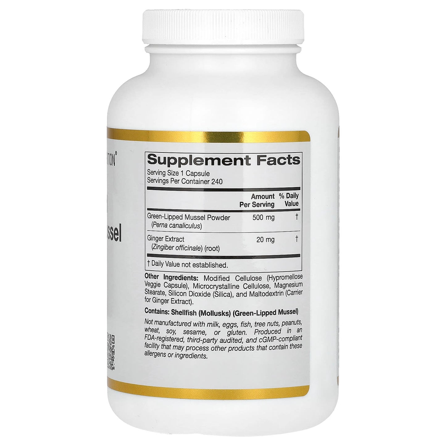 New Zealand Green-Lipped Mussel & Ginger Extract for Joint Relief | 500mg | 240 Capsules - Image 2