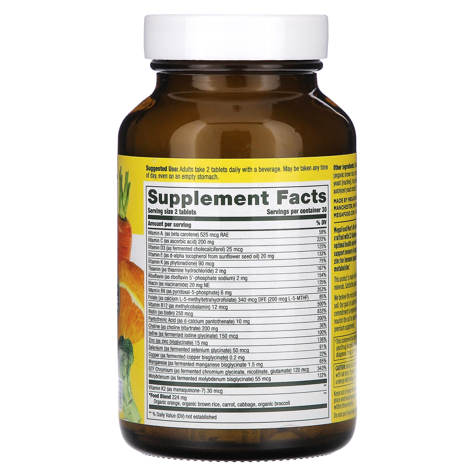 MegaFood, Men's 40+, Advanced Multivitamin, 60 Tablets - Image 2