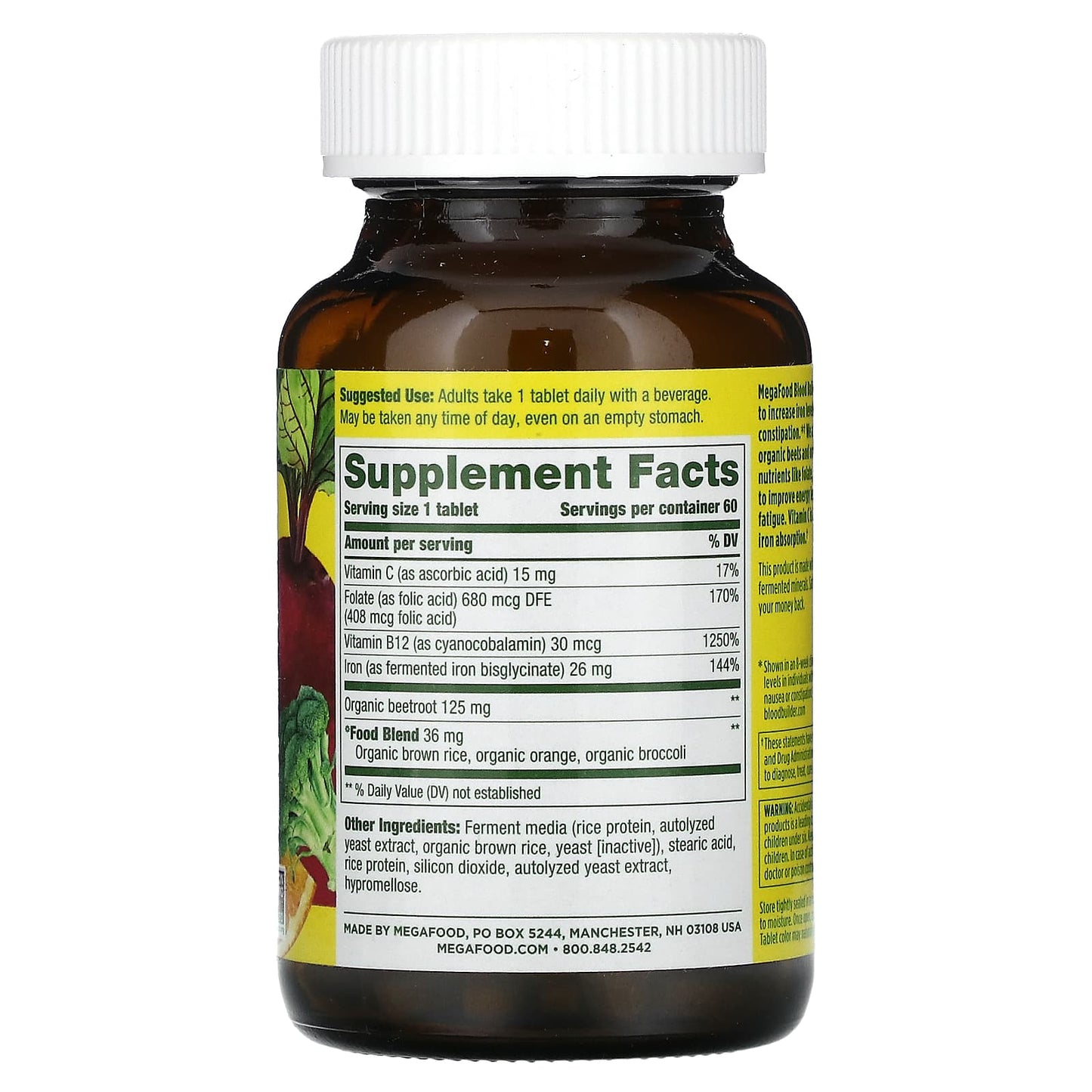 MegaFood, Blood Builder, Iron, 60 Tablets - Image 2