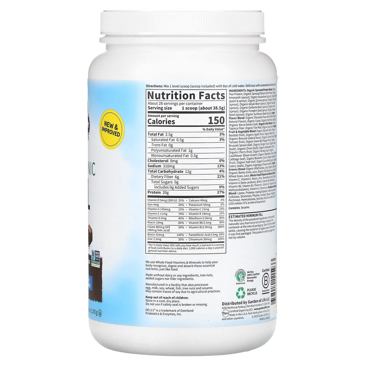 Garden of Life RAW Organic Meal Shake, Chocolate, 38.03 oz (1,078 g) - Image 2