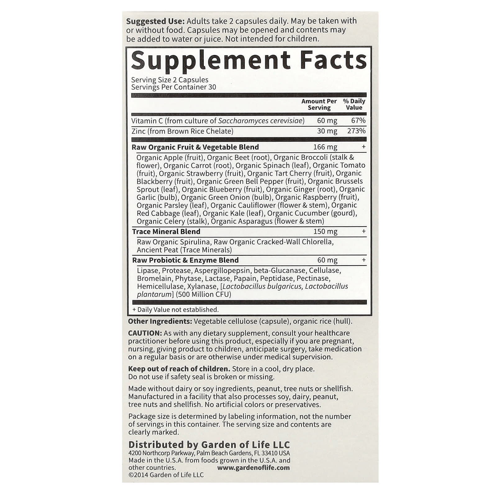 Vitamin Code RAW Zinc 30mg with 60 Vegan Capsules, Non-GMO - Image 2