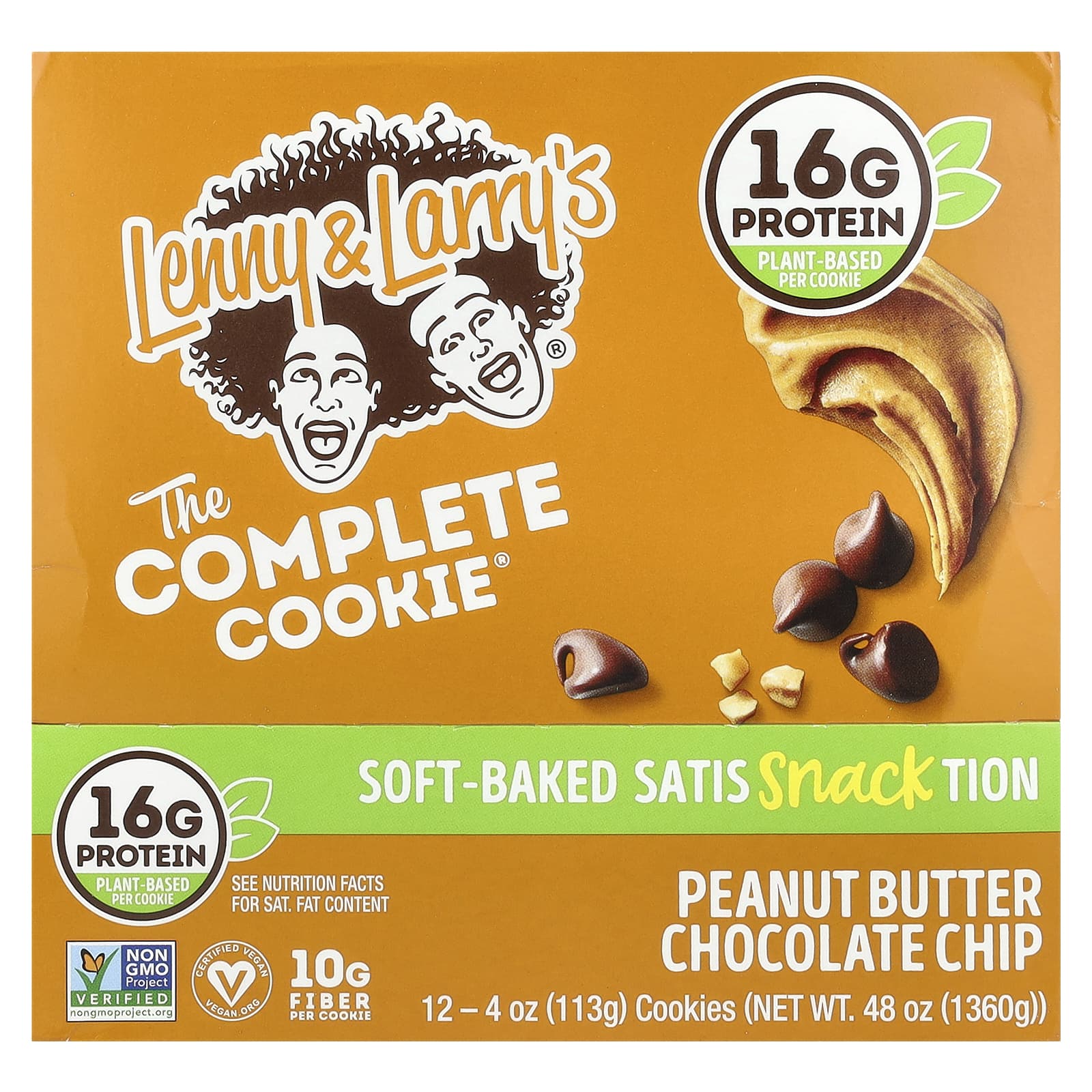 Lenny & Larry's, The Complete Cookie®, Peanut Butter Chocolate Chip, 12 Cookies, 4 oz (113 g) Each - Image 1
