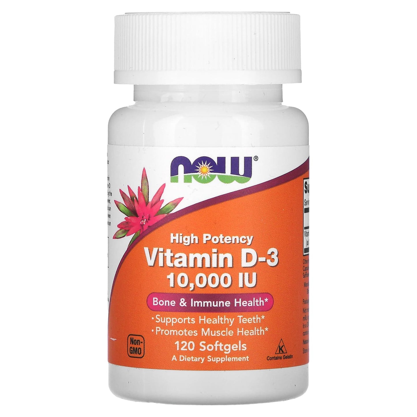 NOW Foods, Vitamin D-3, High Potency , 10,000 IU, 120 Softgels - Image 1