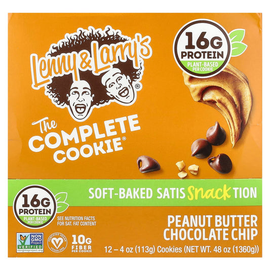 Lenny & Larry's, The Complete Cookie®, Peanut Butter Chocolate Chip, 12 Cookies, 4 oz (113 g) Each - Image 1
