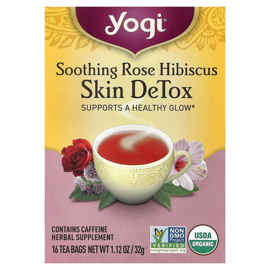 Yogi Tea, Skin DeTox, Soothing Rose Hibiscus, 16 Tea Bags, 1.12 oz (32 g) - Image 1