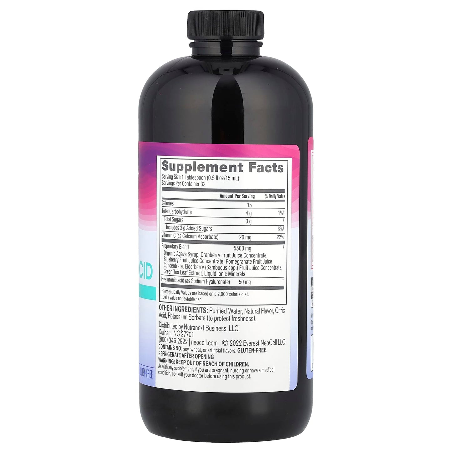NeoCell, Hyaluronic Acid With Vitamin C, Berry, 16 fl oz (473 ml) - Image 2