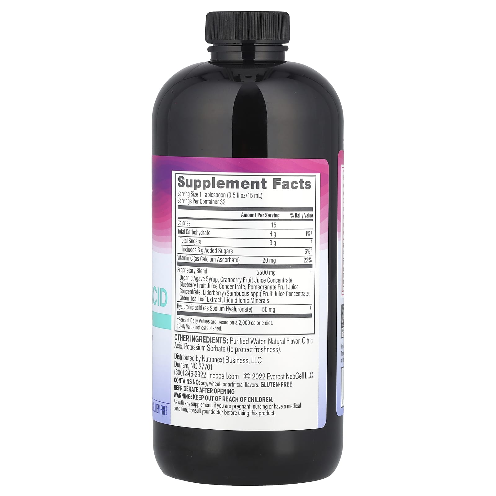 NeoCell, Hyaluronic Acid With Vitamin C, Berry, 16 fl oz (473 ml) - Image 2