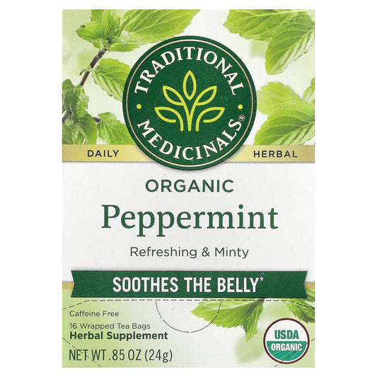 Traditional Medicinals, Organic Peppermint, Caffeine Free, 16 Wrapped Tea Bags, 0.85 oz (24 g) - Image 1