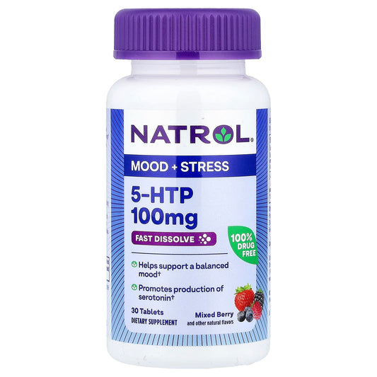 Natrol, 5-HTP, Fast Dissolve, Mixed Berry, 100 mg, 30 Tablets - Image 1