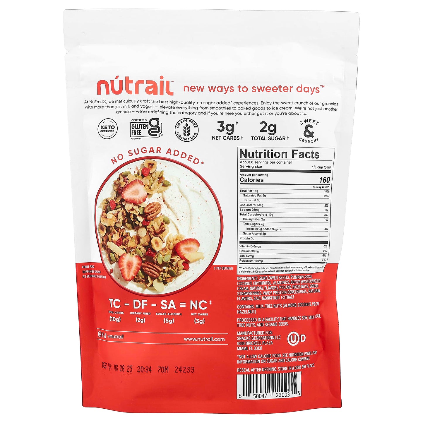 NuTrail, Nut Granola, Vanilla Strawberry, 8 oz (227 g) - Image 2