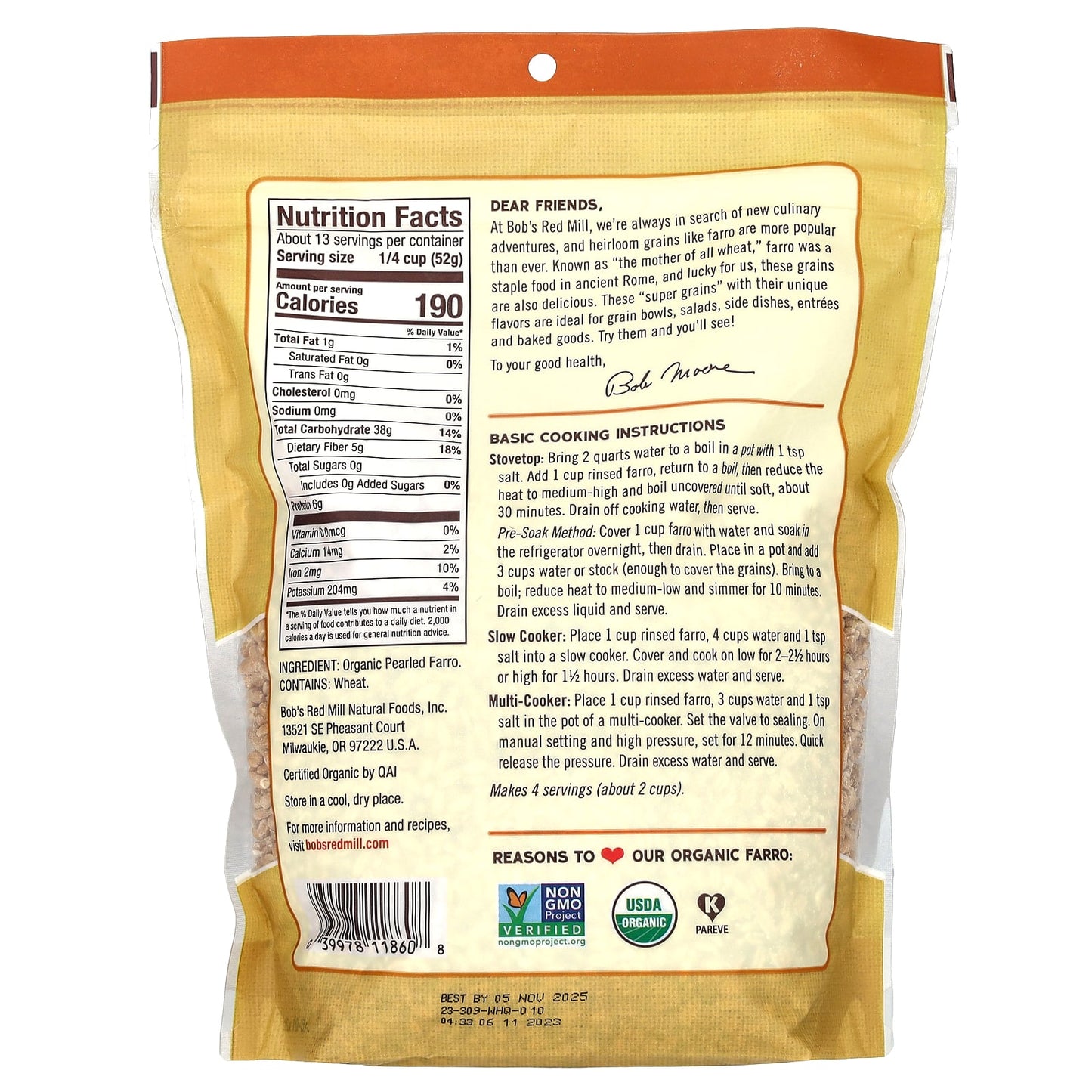 Organic Farro by Bob's Red Mill - Wholesome Mediterranean Grain - Image 2