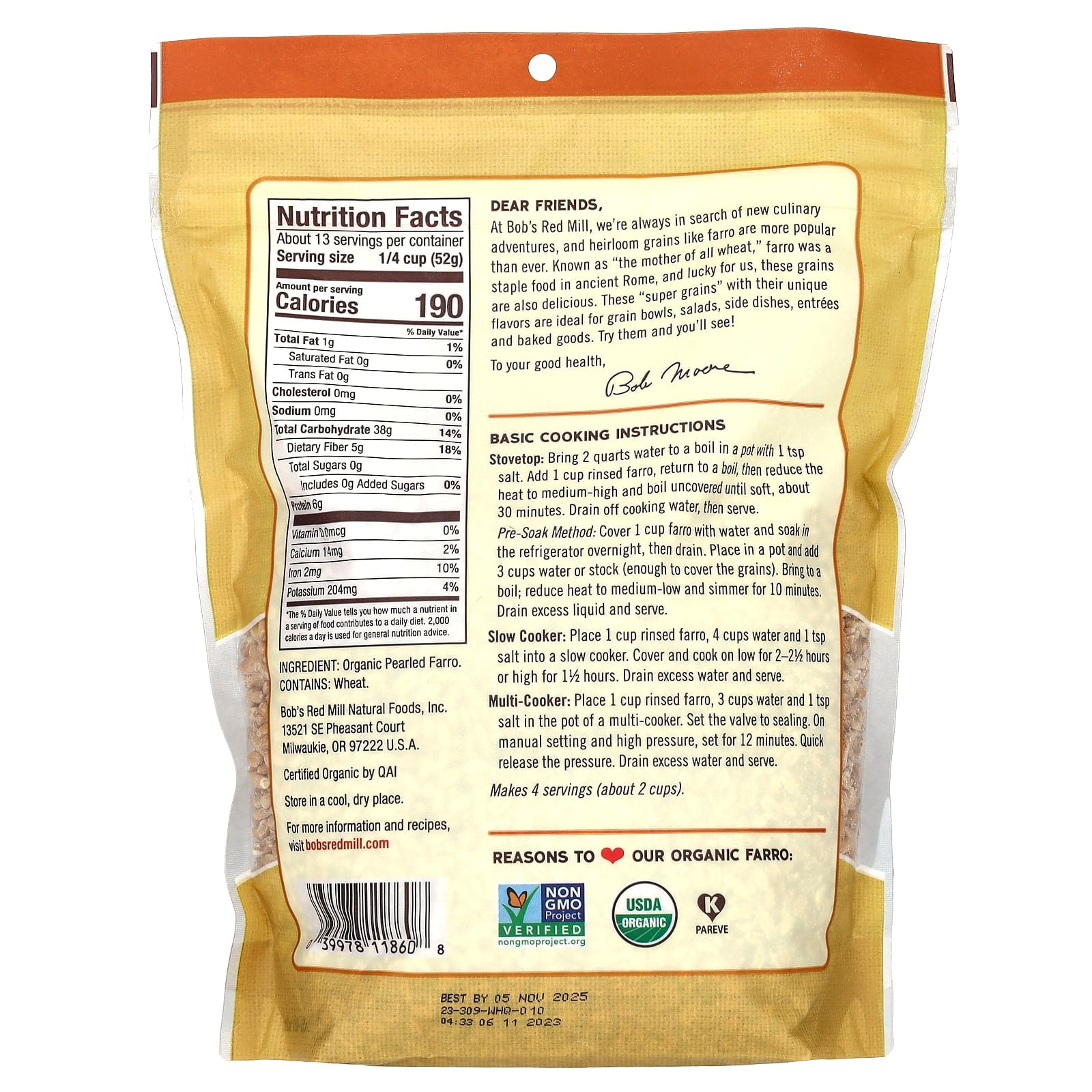 Organic Farro by Bob's Red Mill - Wholesome Mediterranean Grain - Image 2