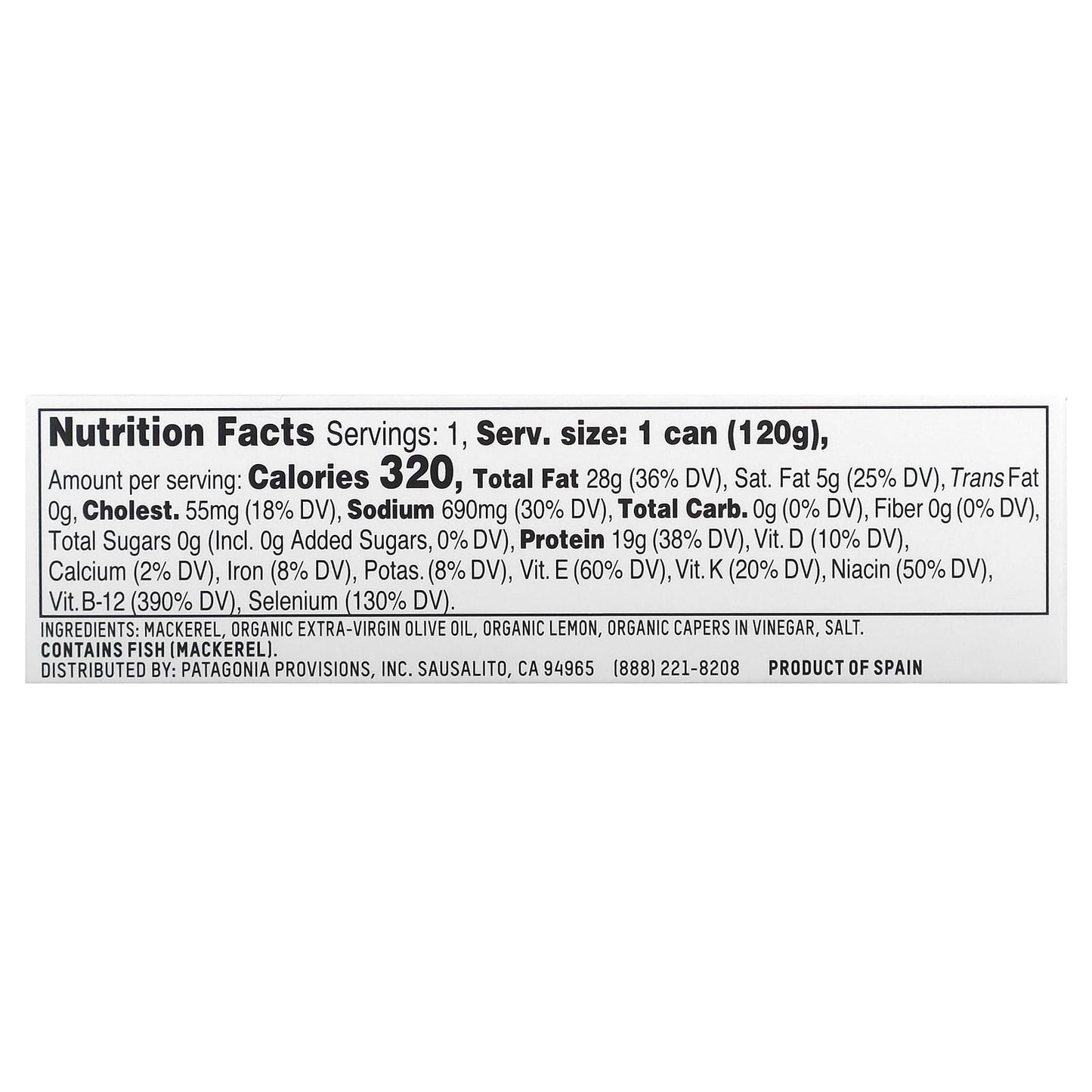 Patagonia Provisions, Lemon Caper Mackerel, 4.2 oz (120 g) - Image 2