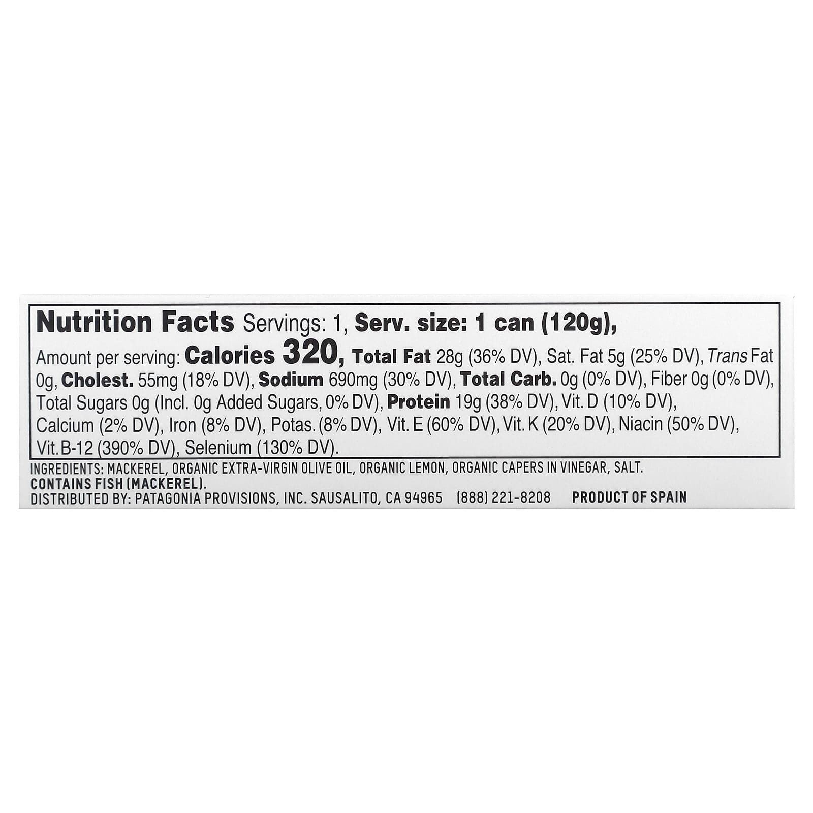 Patagonia Provisions, Lemon Caper Mackerel, 4.2 oz (120 g) - Image 2